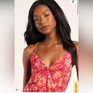 NWT Lulus pink floral bodysuit
